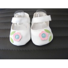 White Flower Dolls Shoes for 18 Inch
